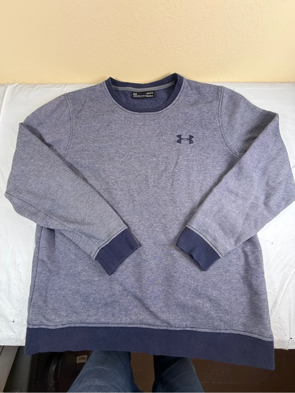 Under Armour Men's Blue Heather Crewneck Sweatshirt with Dark Trim